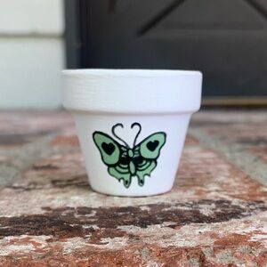 Luna moth hand painted garden pot
